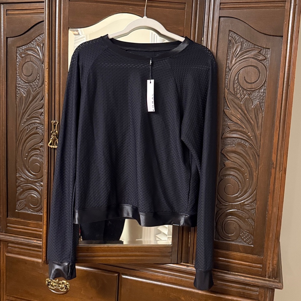Koran Black Athleisure Long Sleeve Top NWT